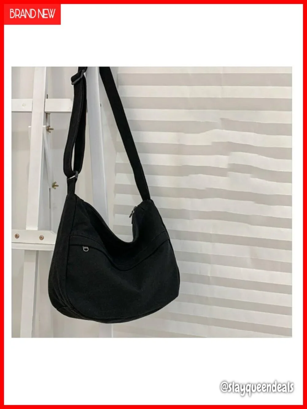 Canvas hobo crossbody bag for women, vintage aesthetic tote with adjustable